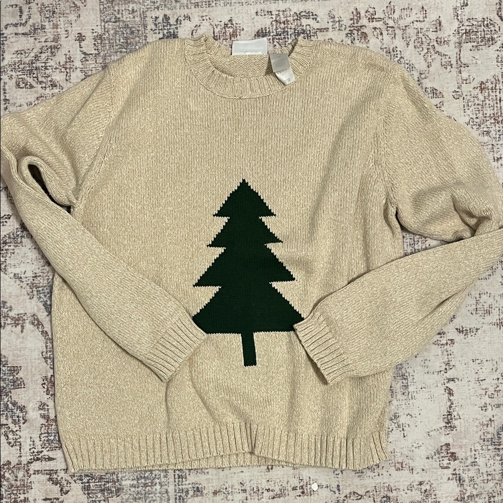 Liz Claiborne Crewneck Sweater with Pine Tree Motif